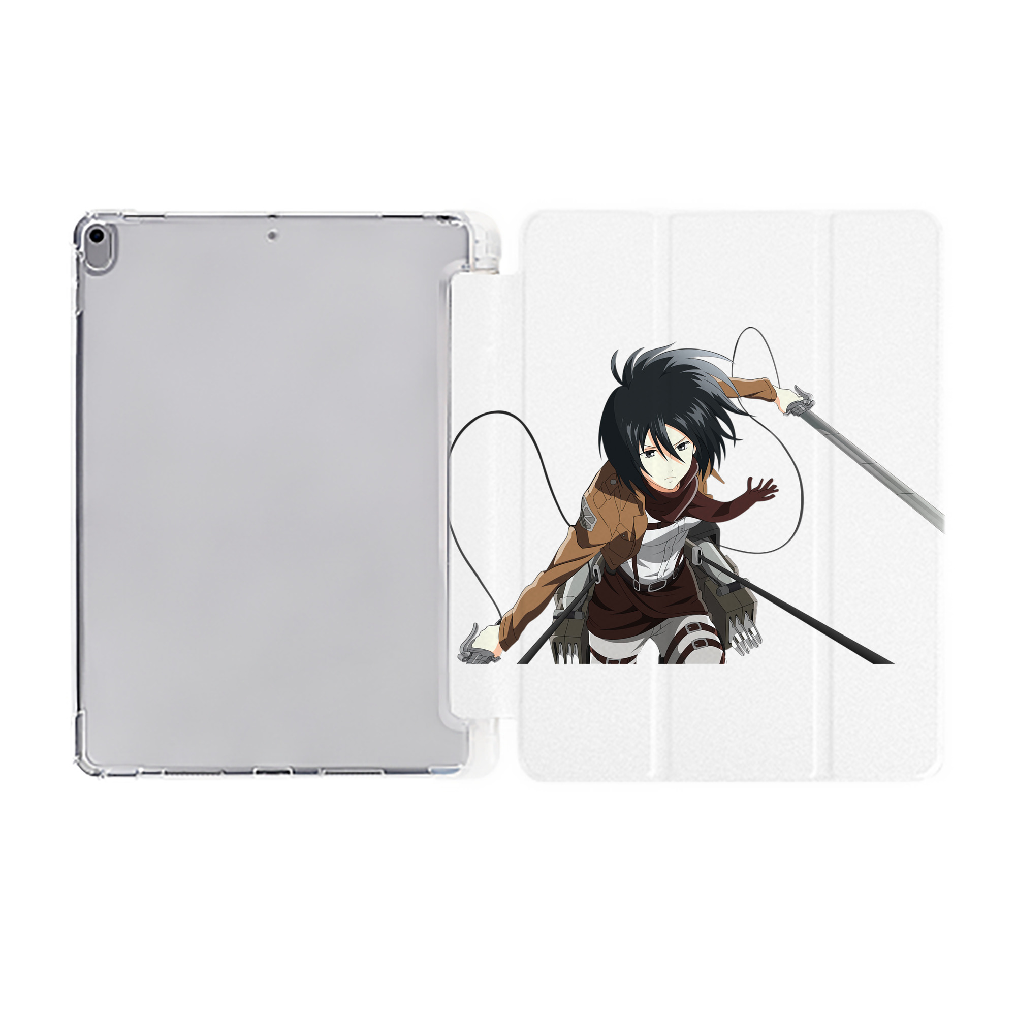 （画像用） 進撃の巨人 ミカサ·アッカーマン Attack on Titan Mikasa Ackerman IPad ケース ペン収納付き 三つ折りスタンド PUレザー×シリコン 対応機種9.5/10.5/10.9インチ